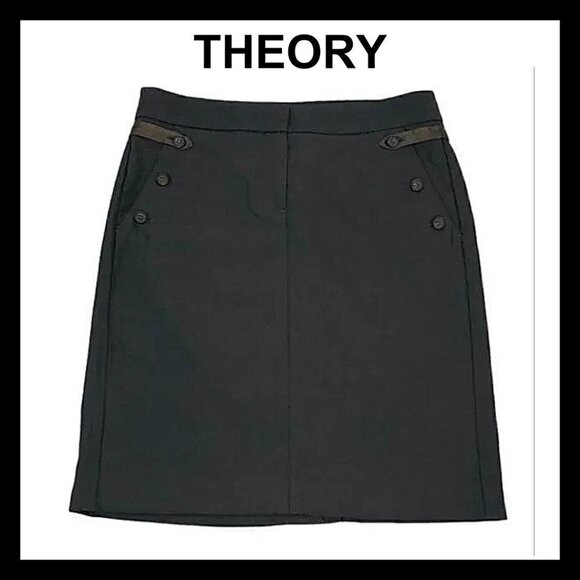 THEORY Brown Wool Pencil Skirt - Picture 1 of 12